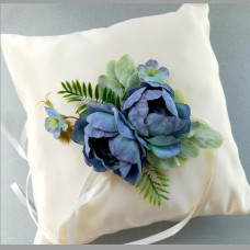 Wedding ring pillow - Blue flower