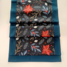 Jade blue Xmas linen runner
